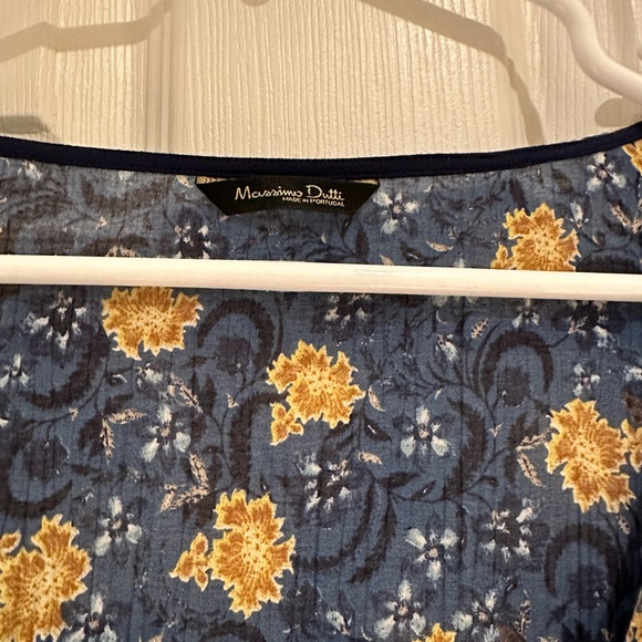 Massimo Dutti Blue Gauzy Floral Blouse Button Up - Picture 2 of 6